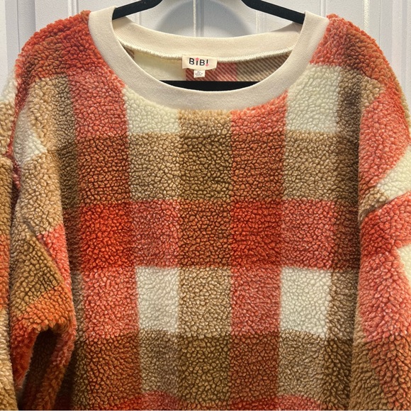 BiBi Plaid Teddy Bear Fleece Crewneck Sweatshirt. Size XL. - Picture 5 of 12